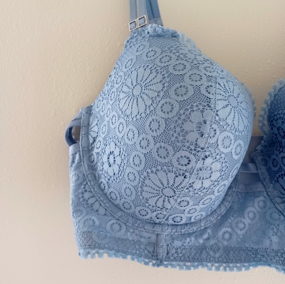 NWT Aerie Sky Blue Lace Balcinette Bra, Size 40DD - Picture 6 of 16